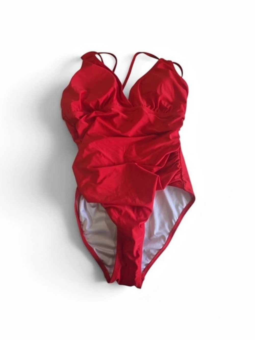 CHARMO Women Ruched One Piece Swimsuit Ruched One-Piece Red XL